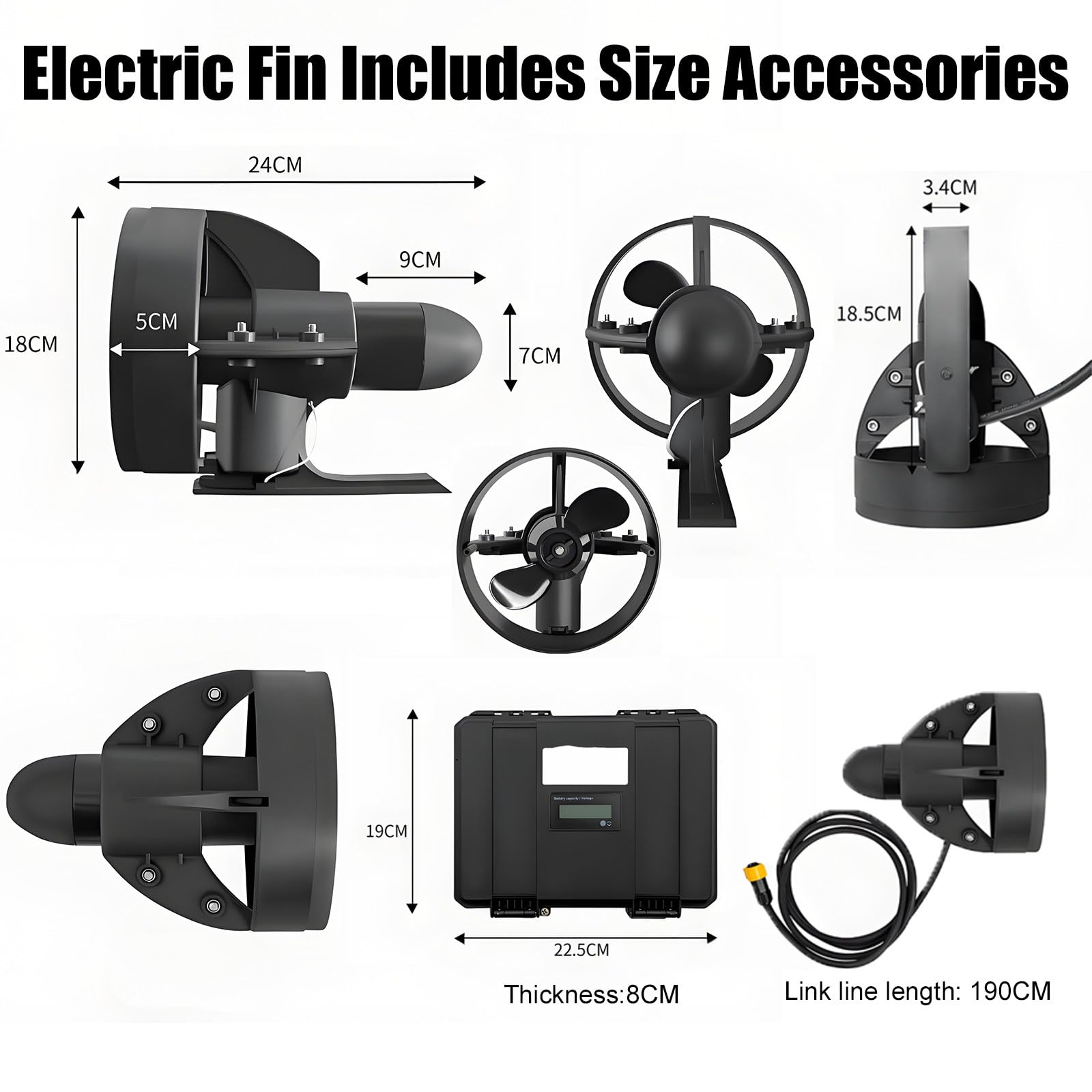 Motor Eléctrico para Kayak, Kit Motor para Kayak, Motor Arrastre 288w con Velocidad 5km/H, 90 Min Uso Continuo, Instalación Sin Herramientas En Los Rieles del Kayak