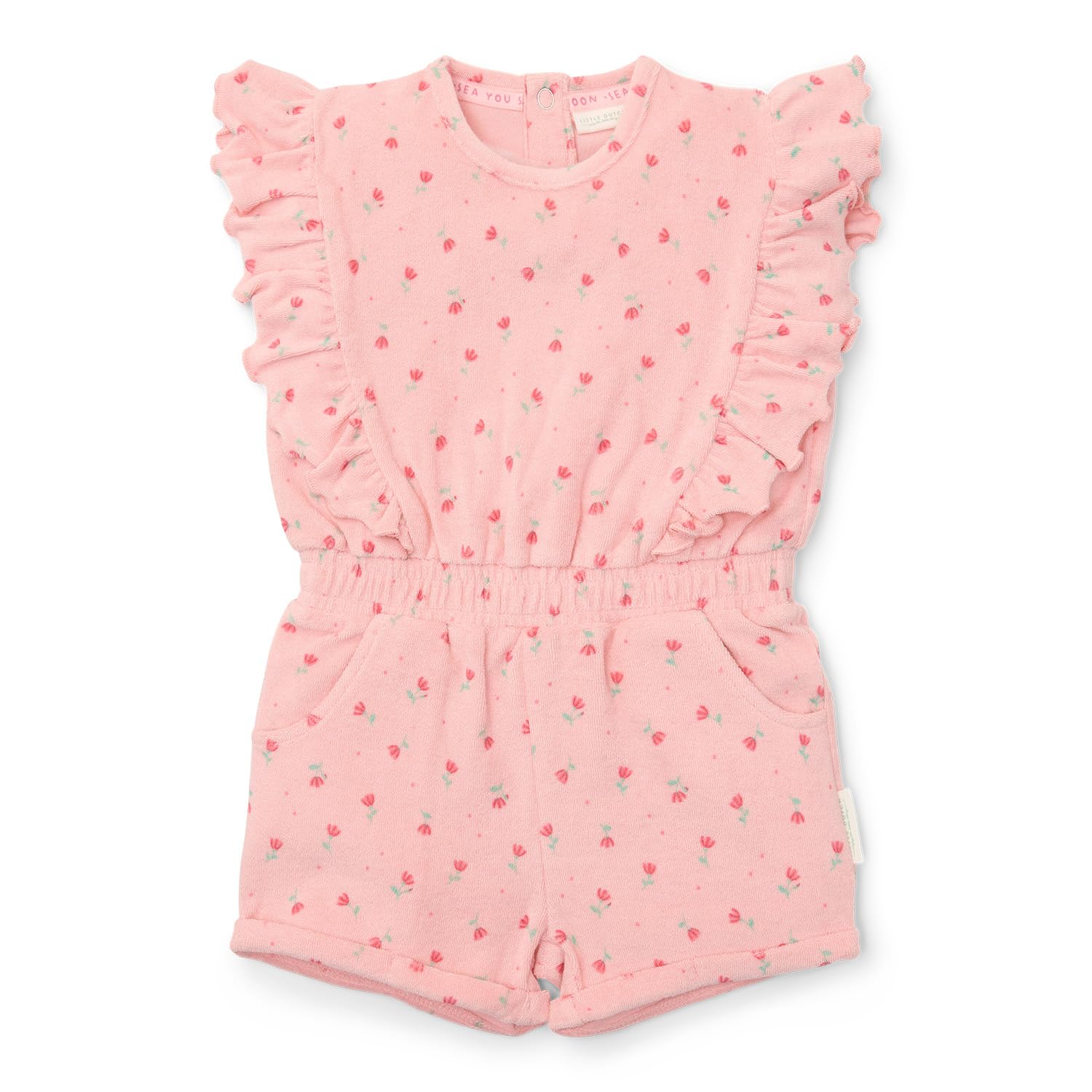 Little Dutch CL25034411 Jumpsuit ärmellos mit Rüschen Frottee - Sunny Flowers Blush (Gr. 86/92)