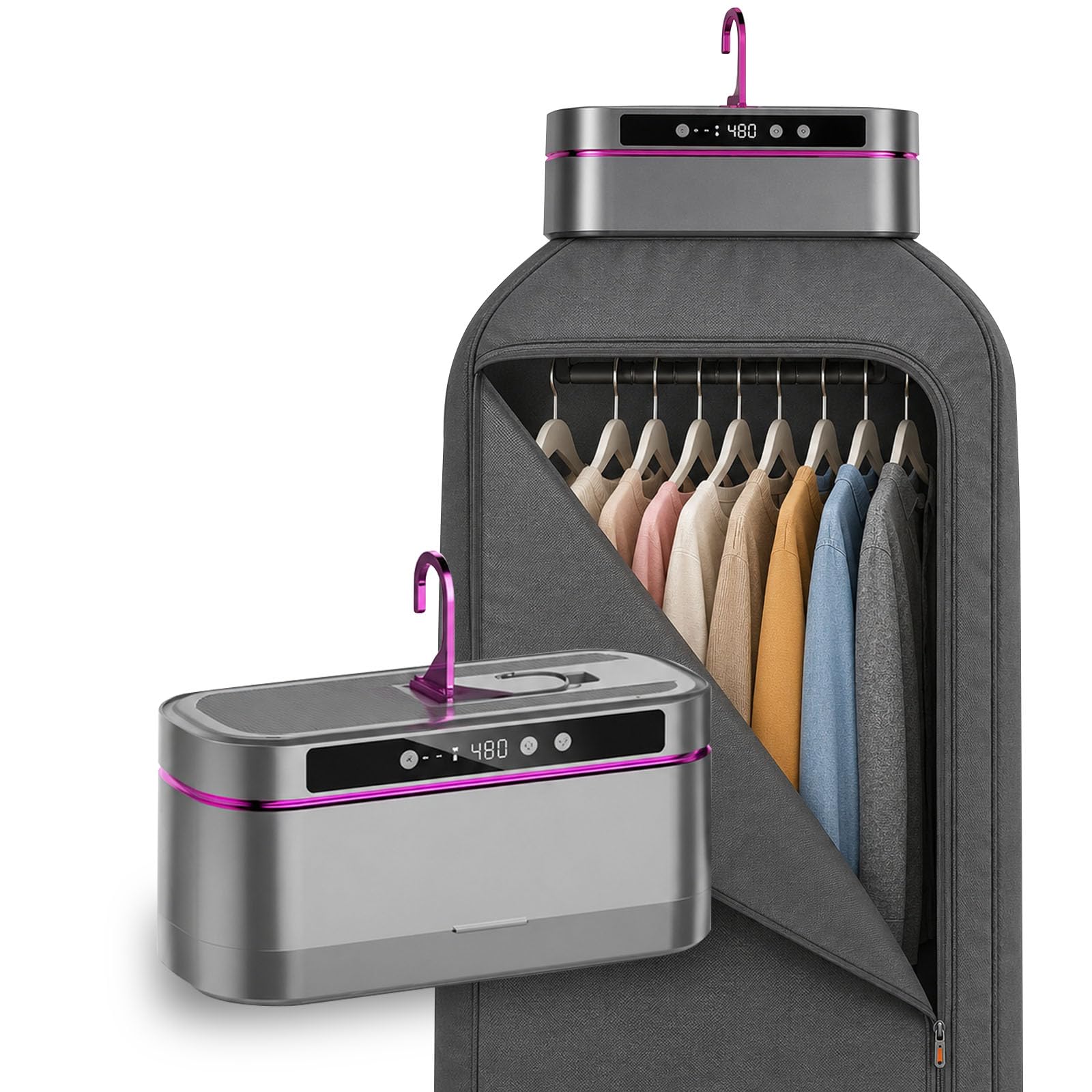 Secadora De Ropa Compacta Con Mando a Distancia,Zapatos y Edredones | Todo Un Solo Aparato,Cuenta Con 2 Niveles De Temperatura y 8 Ajustes De Temporizador,Ideal Para Viajes y Uso Doméstico