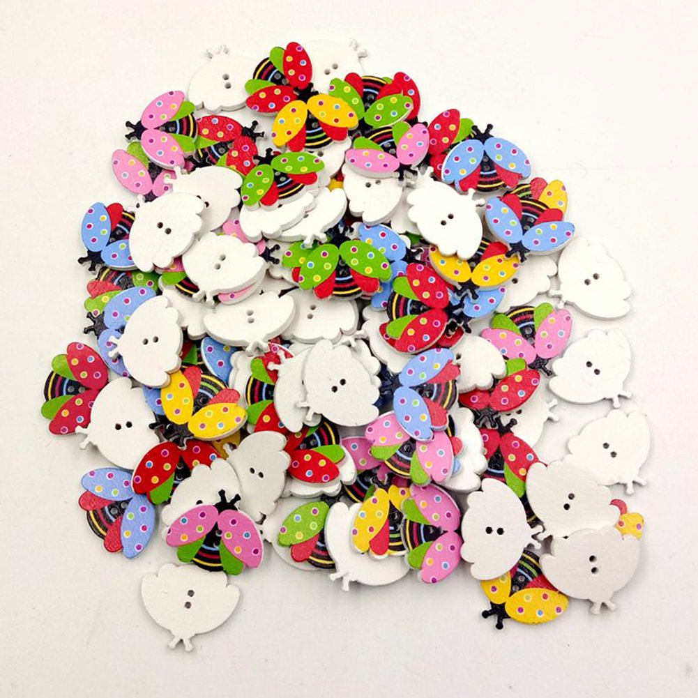 100 Bottoni Coccinella Rossa 3D In Plastica Per Cucito Creativo E Decorazioni Fai Da Te - 2x1,8cm - AiSi