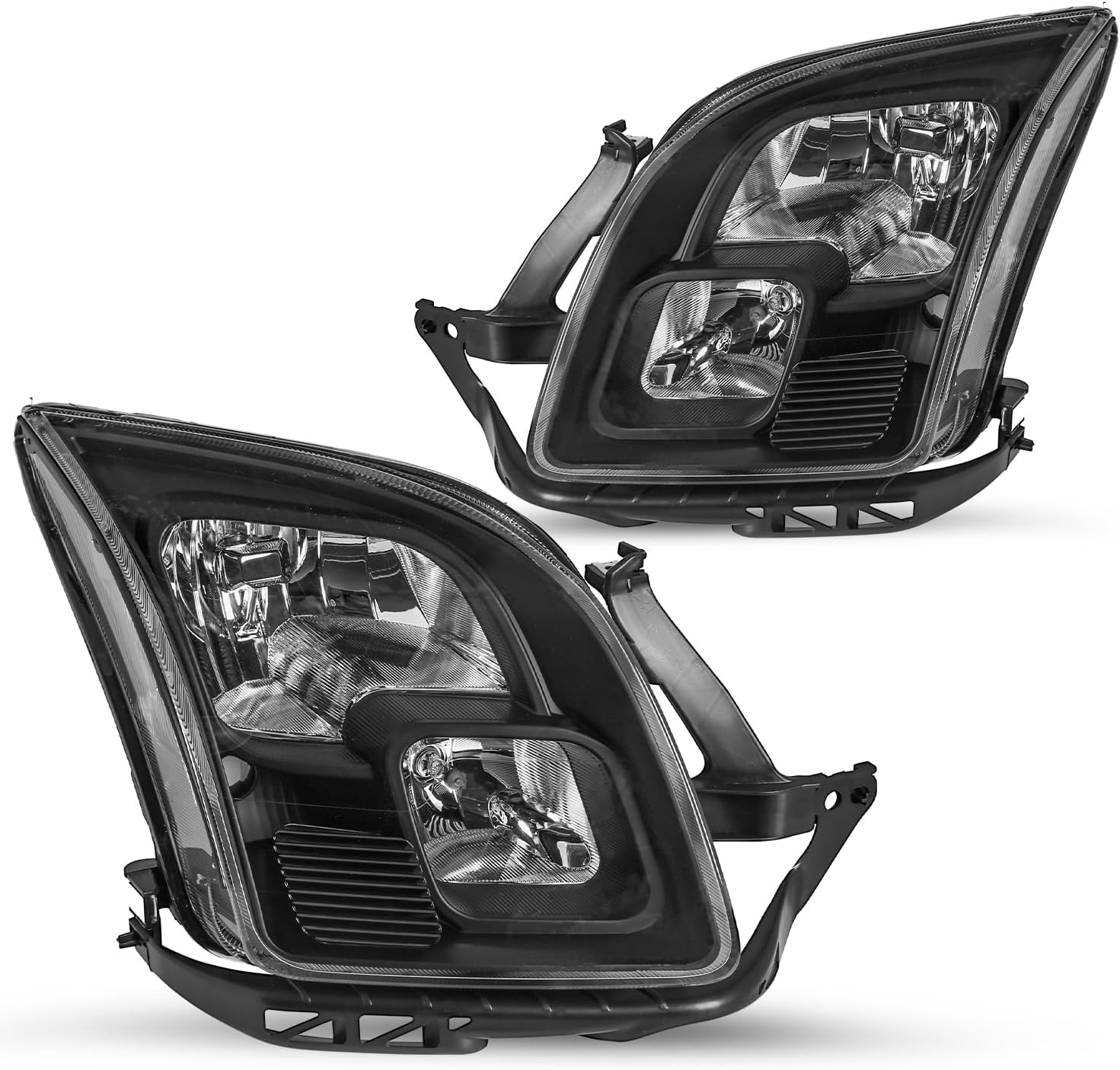 JSBOYAT Headlight Assembly for 2006–2009 Ford Fusion (Black Housing Clear Reflector)
