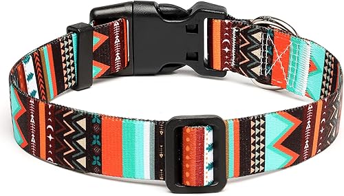 Miniatura 8 de Collar ajustable para perro, patrones de diseño especial, collar de nailon suave, cómodo y duradero, para perros pequeños, medianos y grandes (L,