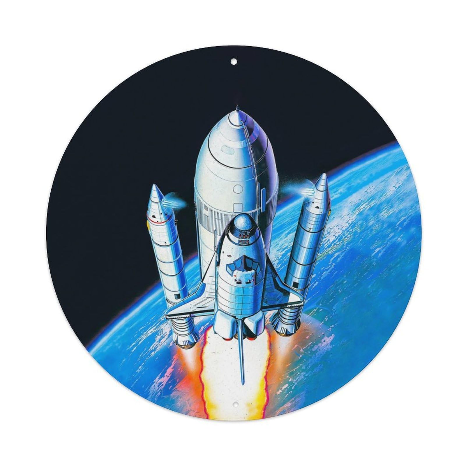 Space Shuttle Rocket Booster Earth Orbit Metal Tin Sign