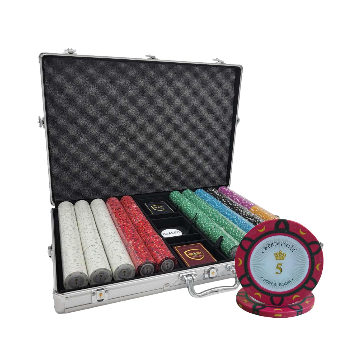 1000pcs 14g Monte Carlo Poker Room Poker Chips Set with Aluminum Case Custom Build
