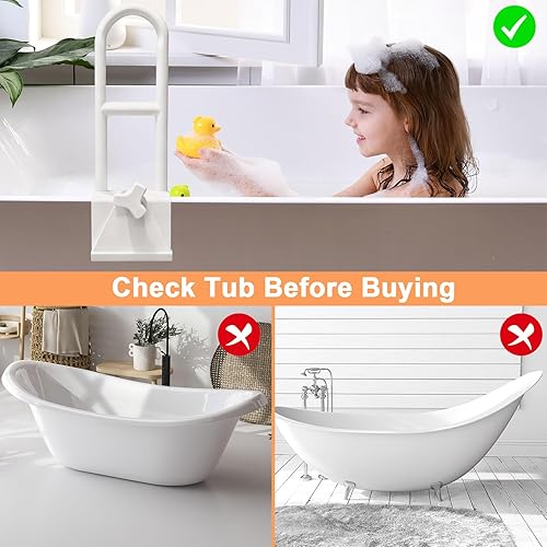 Miniatura 4 de Barandilla de seguridad para bañera, barra de agarre para bañera blanca, barra de agarre ajustable para ducha y baño, barra de agarre para baño y