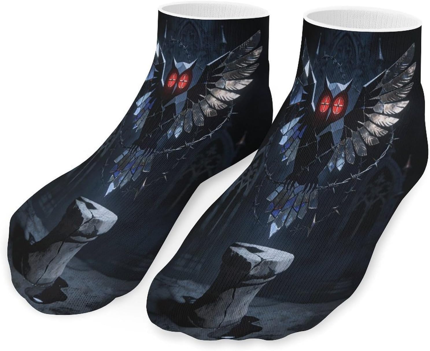 Gothic Abstract Owl Ankle Sock,Cushioned Crew Socks Low Cut Compression Running Sock with Ankle Support for Men Women(5 Pairs)