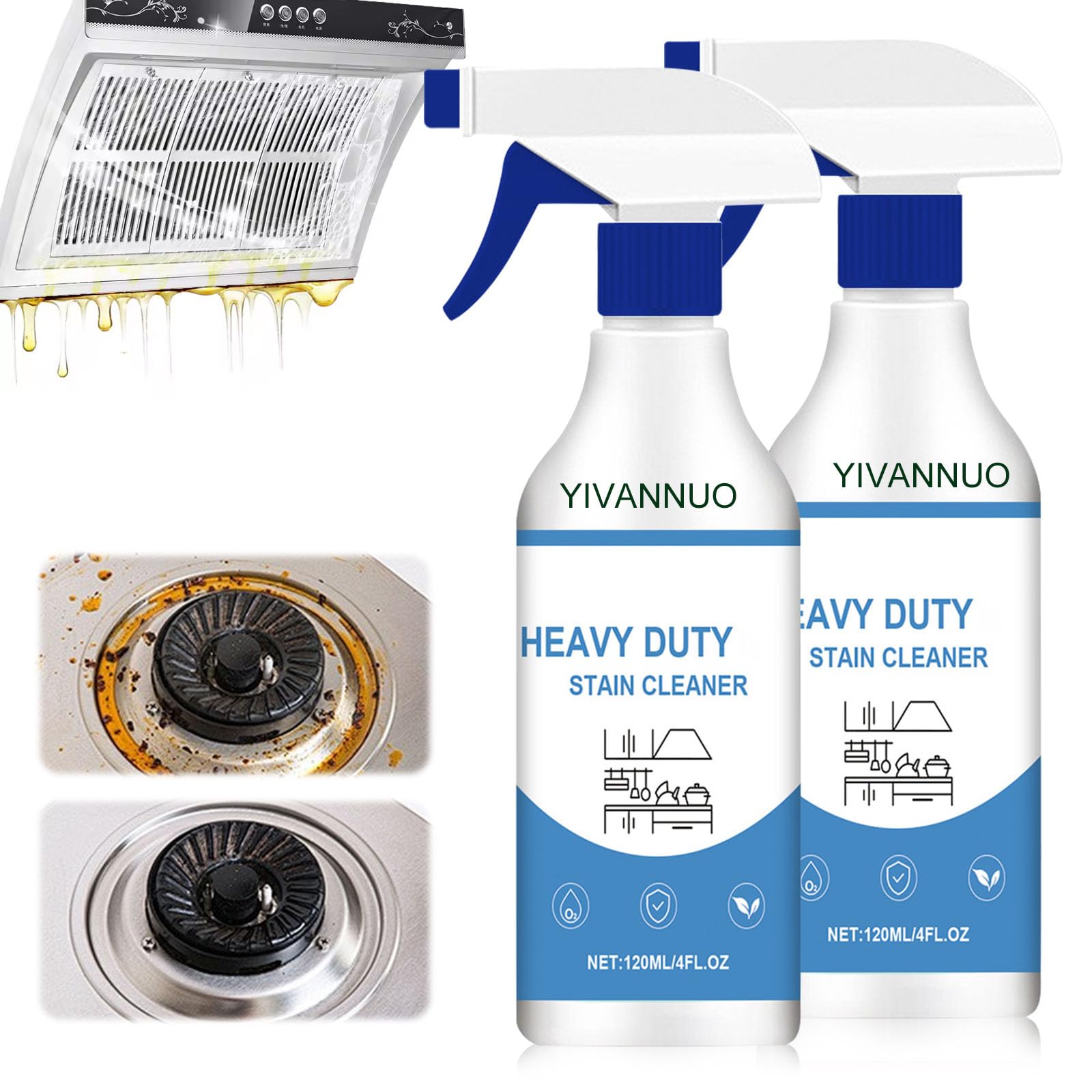YIVANNUO 2PCS Foam Cleaner All Purpose, Kitchen Cleaning Spray, Kitchen Grease Cleaner for Pots, Countertops, Ovens