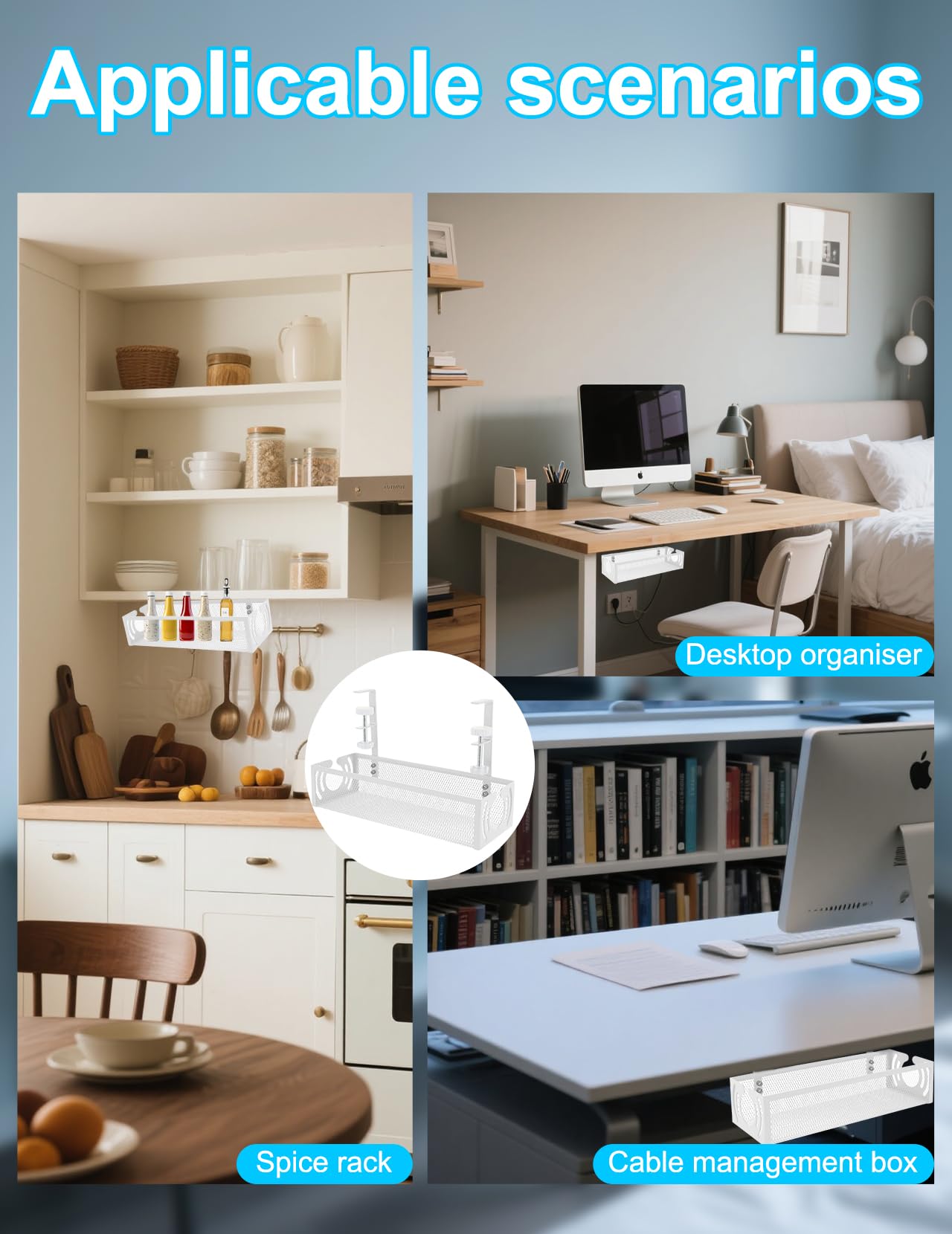 Kabelmanagement onder het bureau, kabelmanagement onder het bureau, kabelmanagement-dienblad, bureau-kabelmanagement-tablet, bureau-kabelorganizer