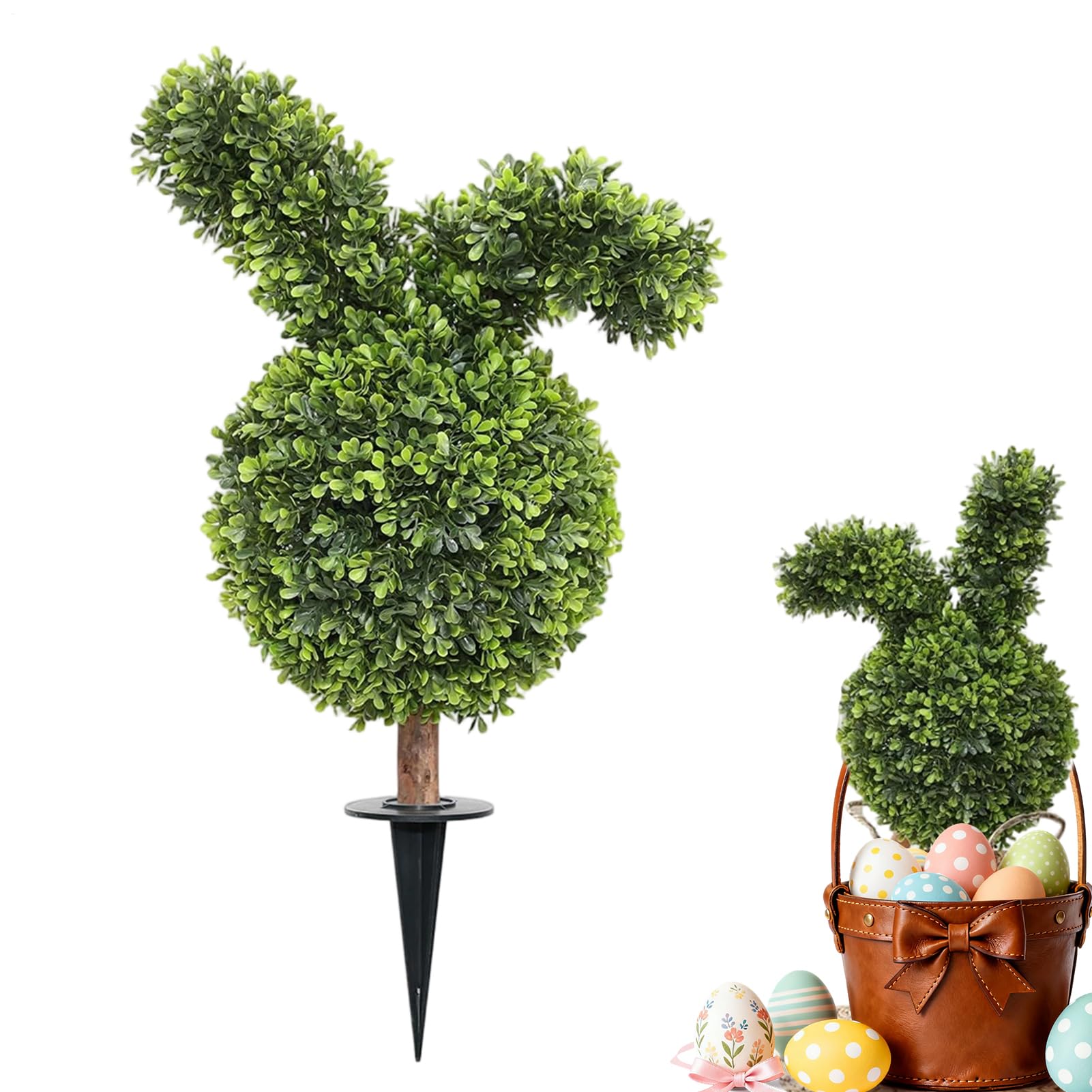 Piante artificiali di bosso per esterni, albero realistico da 71 cm, piante finte da esterno con picchetto, per fioriere da interni, giardino, cortile, decorazione pasquale