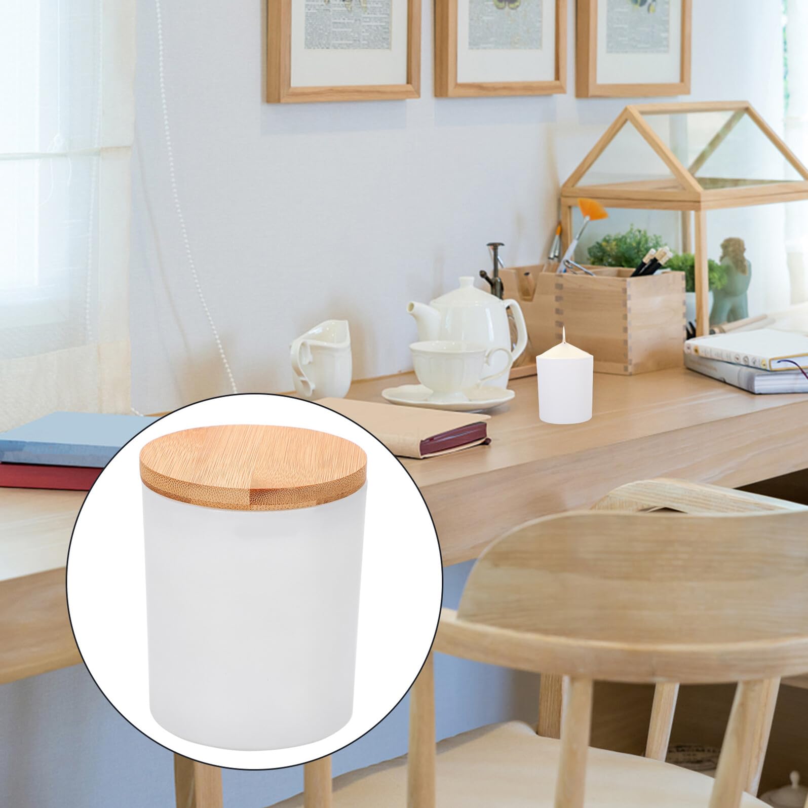 BATHVEVE 4 Stück Weiße Glas Kerzendosen mit Deckel Praktische Selbstgemacht Kerzenherstellungskannen für Wohnzimmer und Büro Schlichtes Design und Kreatives Ästhetisches Gefühl