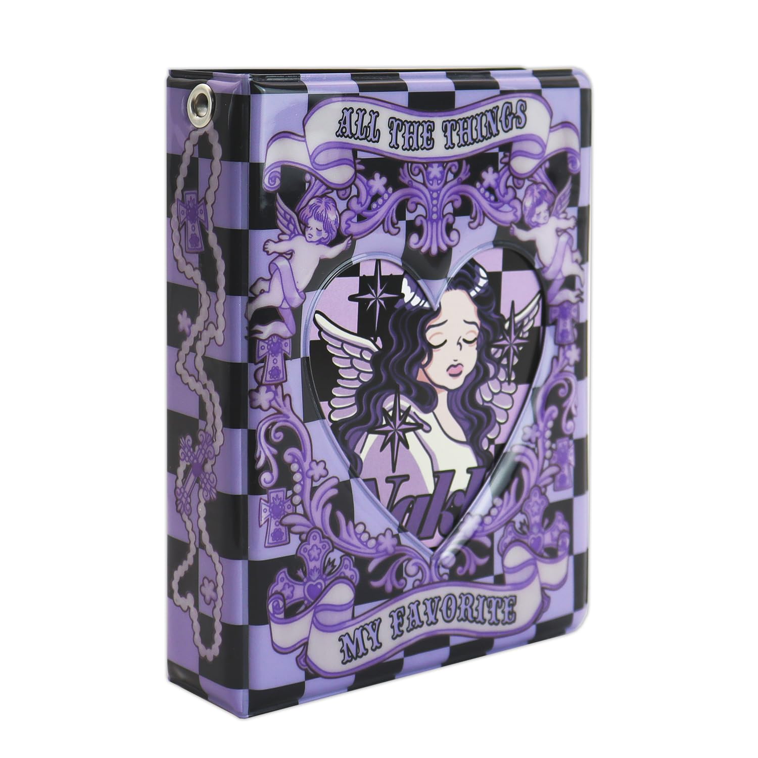 2 Pieces Photocard Binder Trading Card Albums, Mini Photo Album, Kpop Photocard Holder 80 Pockets (Purple Engel)