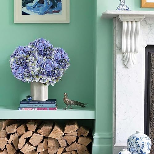 Miniatura 5 de DILATATA Hortensias artificiales grandes, flores de hortensias moradas artificiales de 26 pulgadas, flores de hortensias de tacto real, tallos de