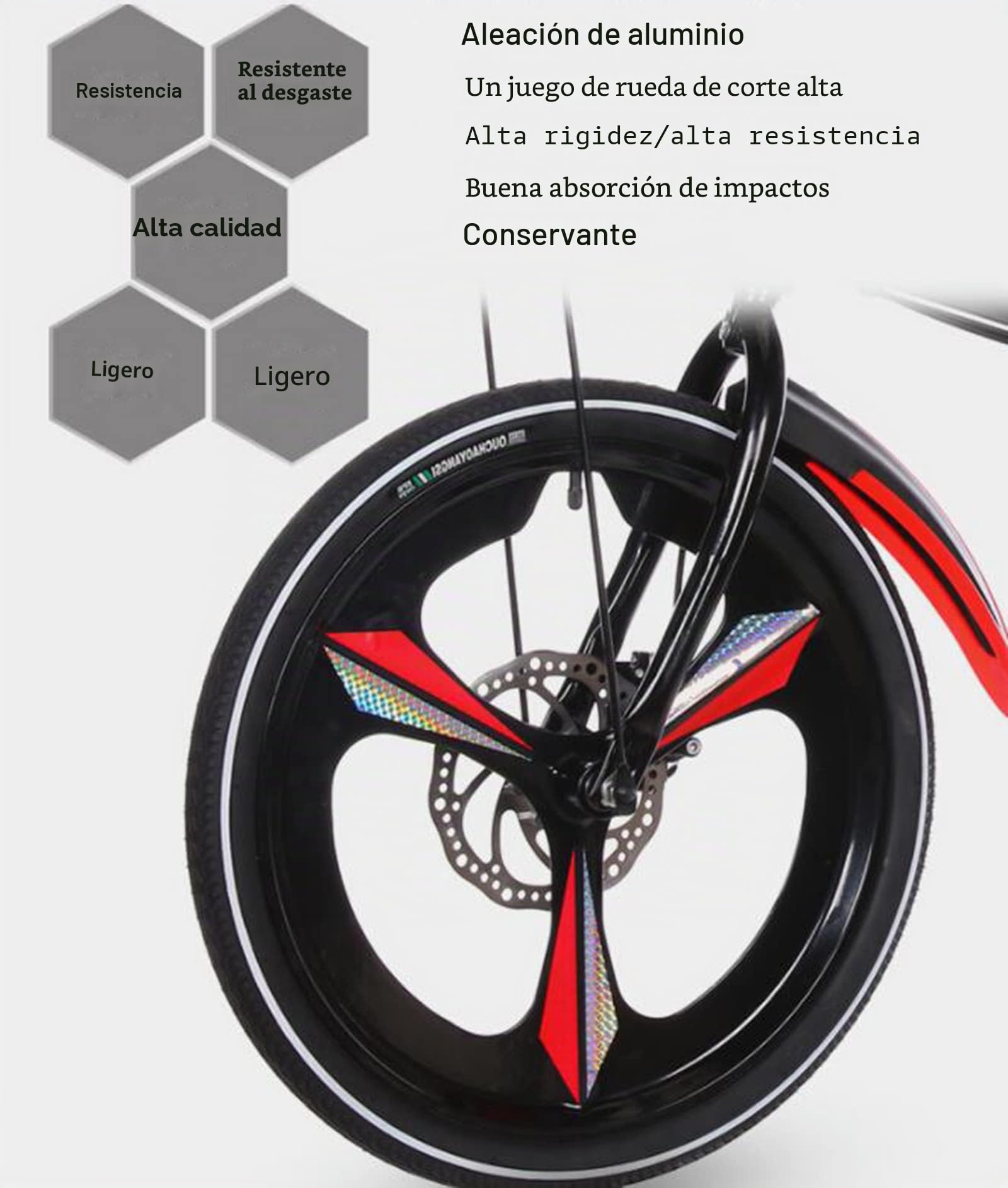 Bicicleta plegable de 20 pulgadas para adultos hombres y mujeres adolescentes Bici Plegable,absorción de doble choque delantera y trasera,6velocidades variables,freno de disco doble,negr