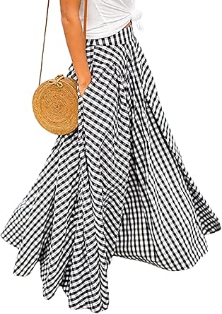 Faldas Largas Mujer Falda Midi De Lana A Cuadros: Cintura Alta, Corte A, Estilo Vintage Falda Escocesa Mujer
