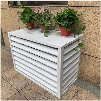 exproyzk Air Conditioner Fence Screen, Aluminum Alloy Outdoor Privacy Screen for Outside to Hide Air Conditioner & Trash Enclosure Color White, Size 110x60x80cm