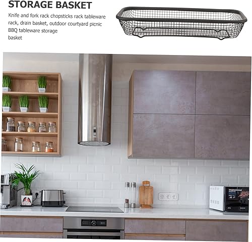 Miniatura 2 de Toddmomy Cesta de almacenamiento de vajilla organizador de utensilios para cajones de cocina, lavavajillas, cubiertos, cesta de bar, cesta de acero