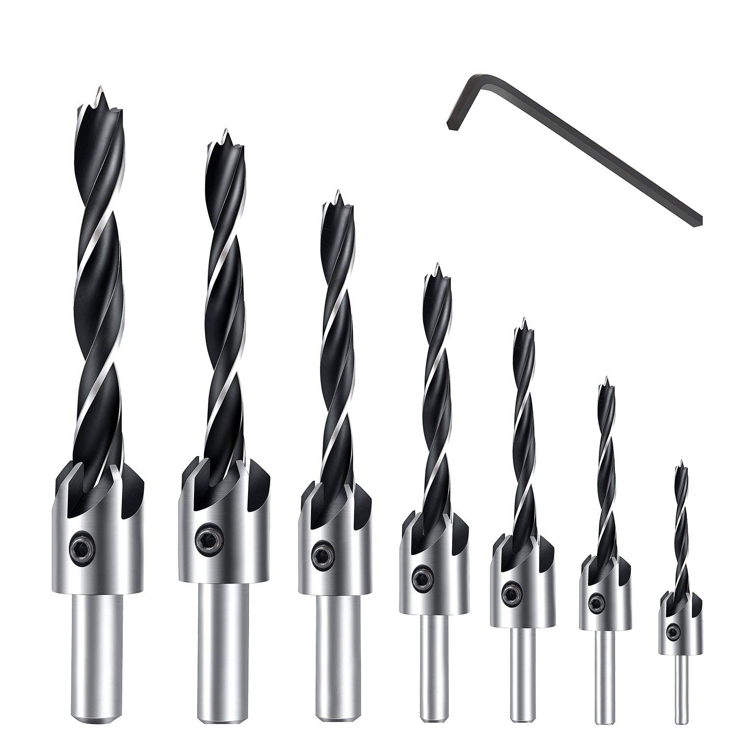 Lot De 7 Forets Hélicoïdaux HSS 3-10 Mm - Pour Bois, Métal, Plastique - Revêtement Titane