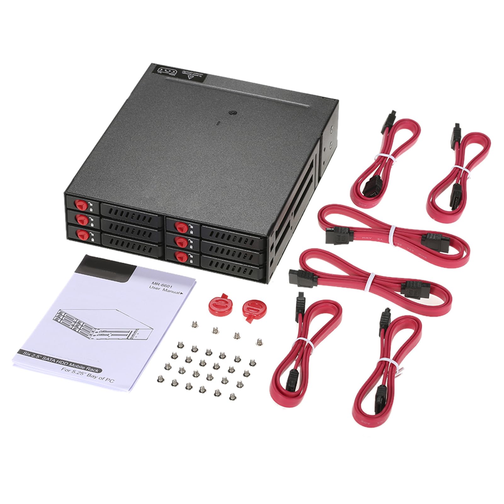 Zunate Custodia per Disco Rigido a 6 Alloggiamenti |Rack Mobile Hot Swap SSD HDD da 2,5 Pollici con Ventola di Raffreddamento per Alloggiamento per unità PC da 5,25 Pollici