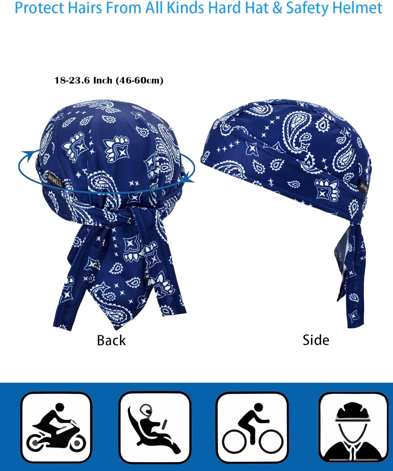 Cooling Do Rags Sweat Wicking Skull Caps Doo Rags Large Motorcycle Dew Rag Head Wrap Bandana Hats Liners for Men and Women - Image 5