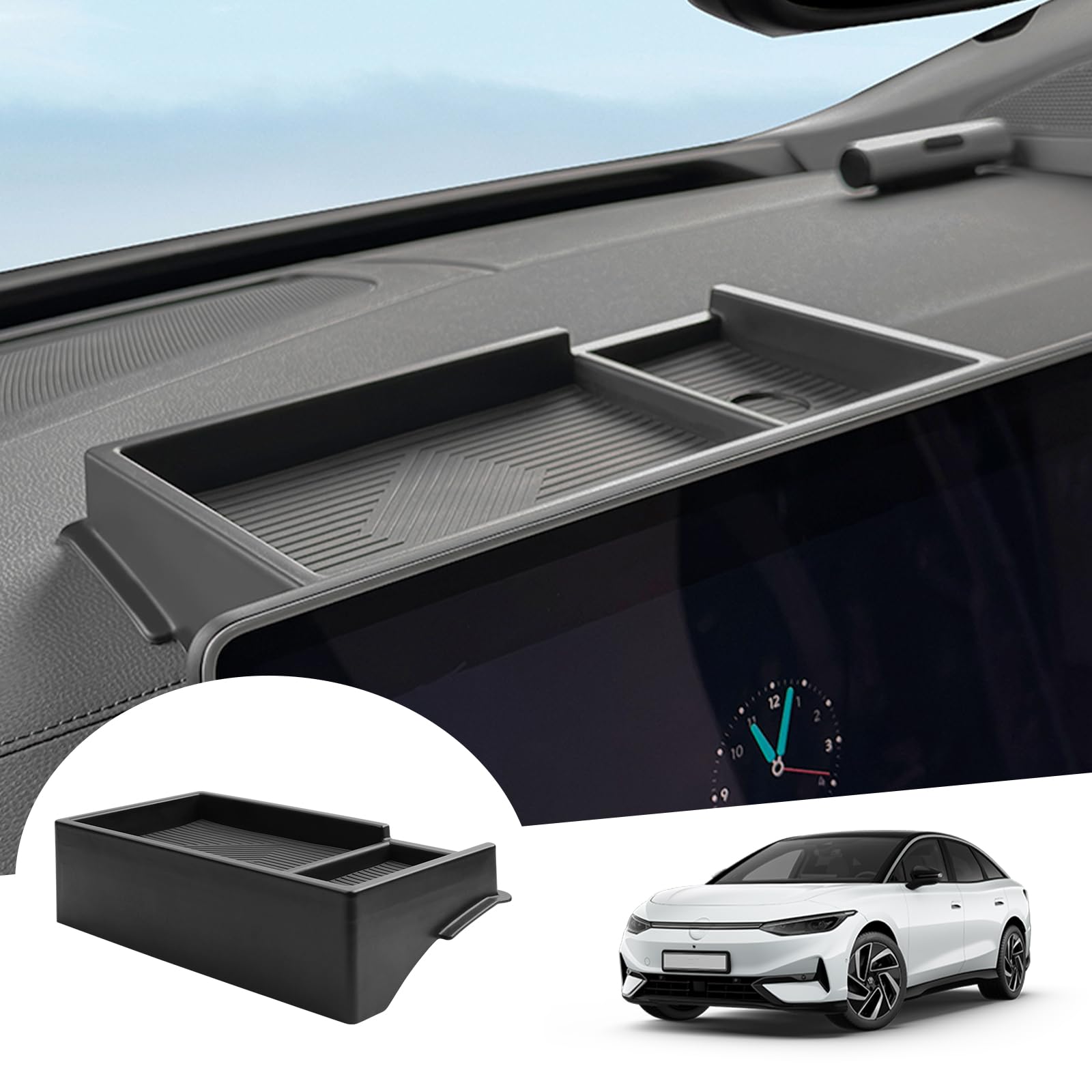 GAFAT Kompatibel mit VW ID.7 2024 2025 2026 15" Mittelkonsole Aufbewahrungsbox, Hinter dem Bildschirm Ablagen Organizer Tray für ID7 Tourer 15 Zoll Discover Pro Max