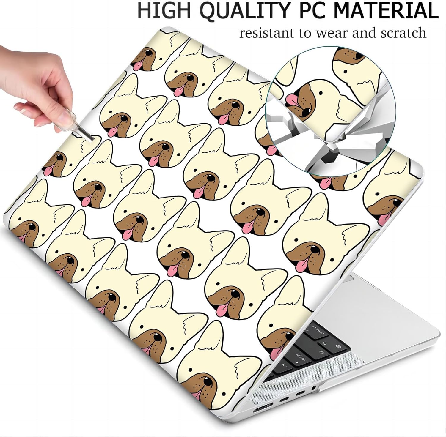 Compatible with MacBook Neo 13-inch, Hard Shell Case with Keyboard Cover and Screen Protector (A3404 A18 Pro chip, 2026 Release) - French Bulldogs MD8651