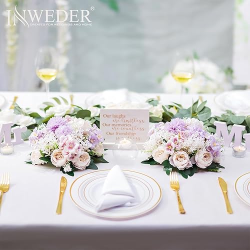 Miniatura 2 de Centros de mesa de bolas de flores para mesas 2 piezas de flores moradas para centros de mesa, arreglos florales, centro de mesa para boda, fiesta,