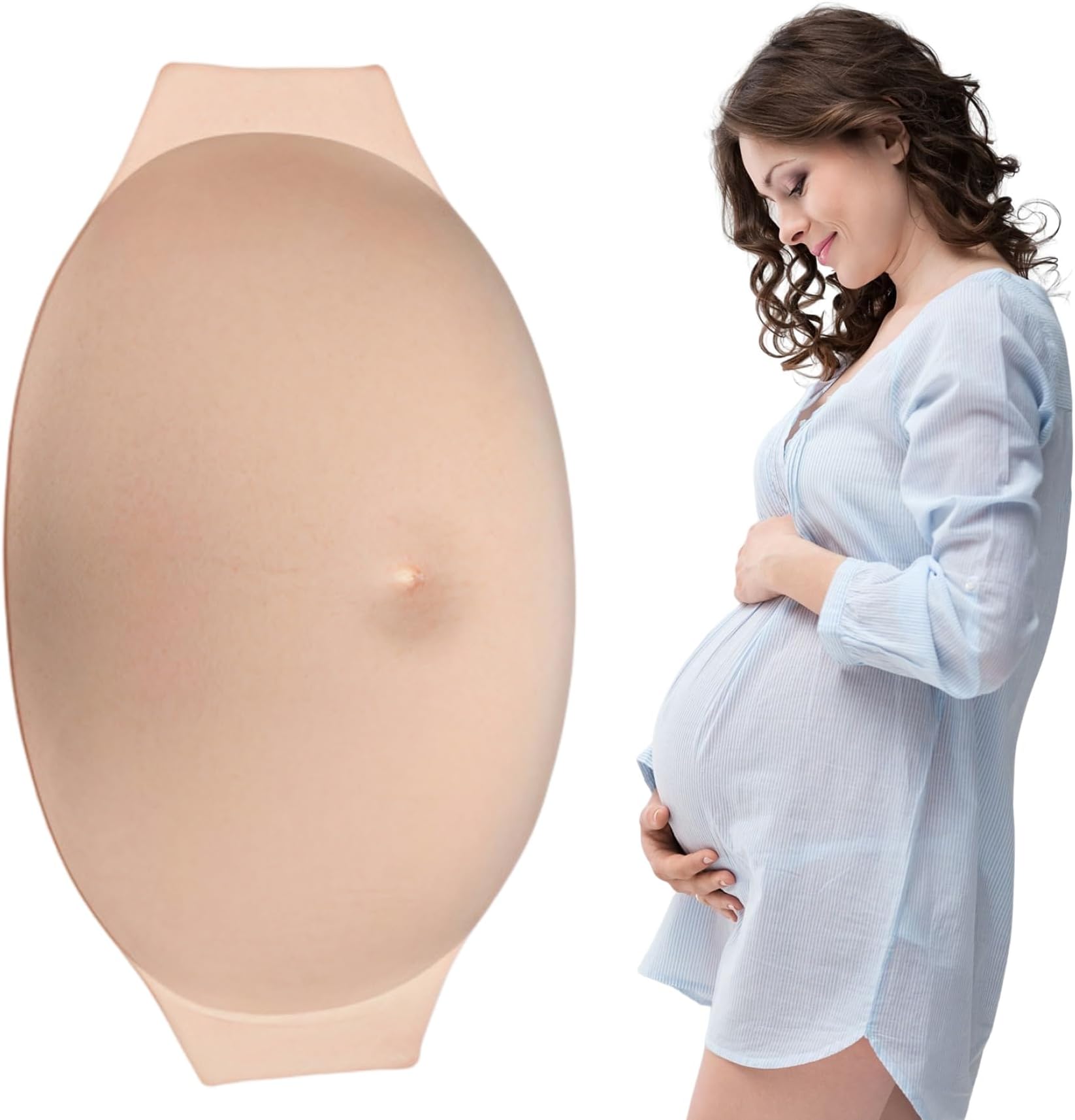 Otbushit Artificial Baby Bump Skinless Lightweight Foam Pregnant Belly Realistic Tummy Pregnancy Prop for Film TV Series Spoof Costumes Cosplay
