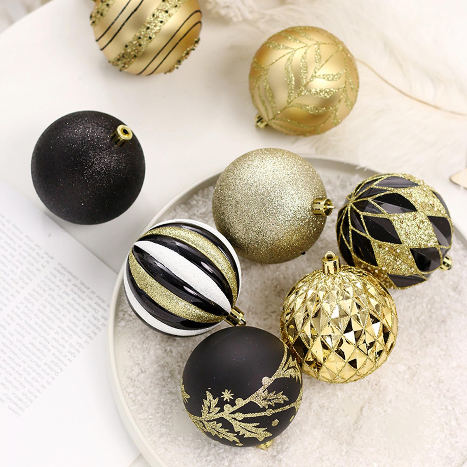 Adornos navideños 16 Uds. De Adornos de Bolas de Navidad, Juego de Colgantes de Bolas de Navidad pintadas, Adornos de árbol de Navidad para decoración de Fiestas navideñas