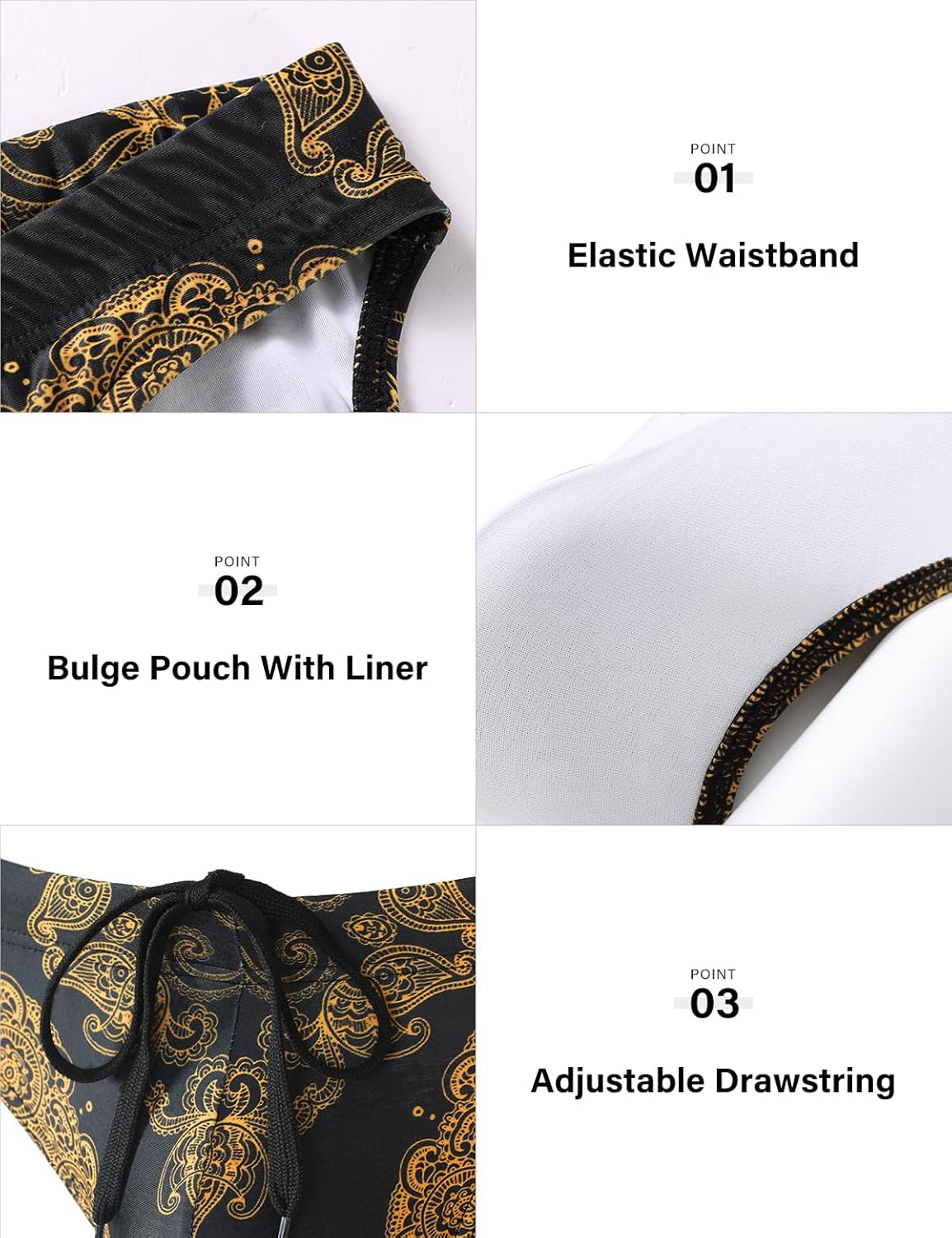 Arjen Kroos Mens Swim Briefs Sexy Bathing Bikini Printed Quick Dry Swimsuit with Drawstring for Men - Image 6