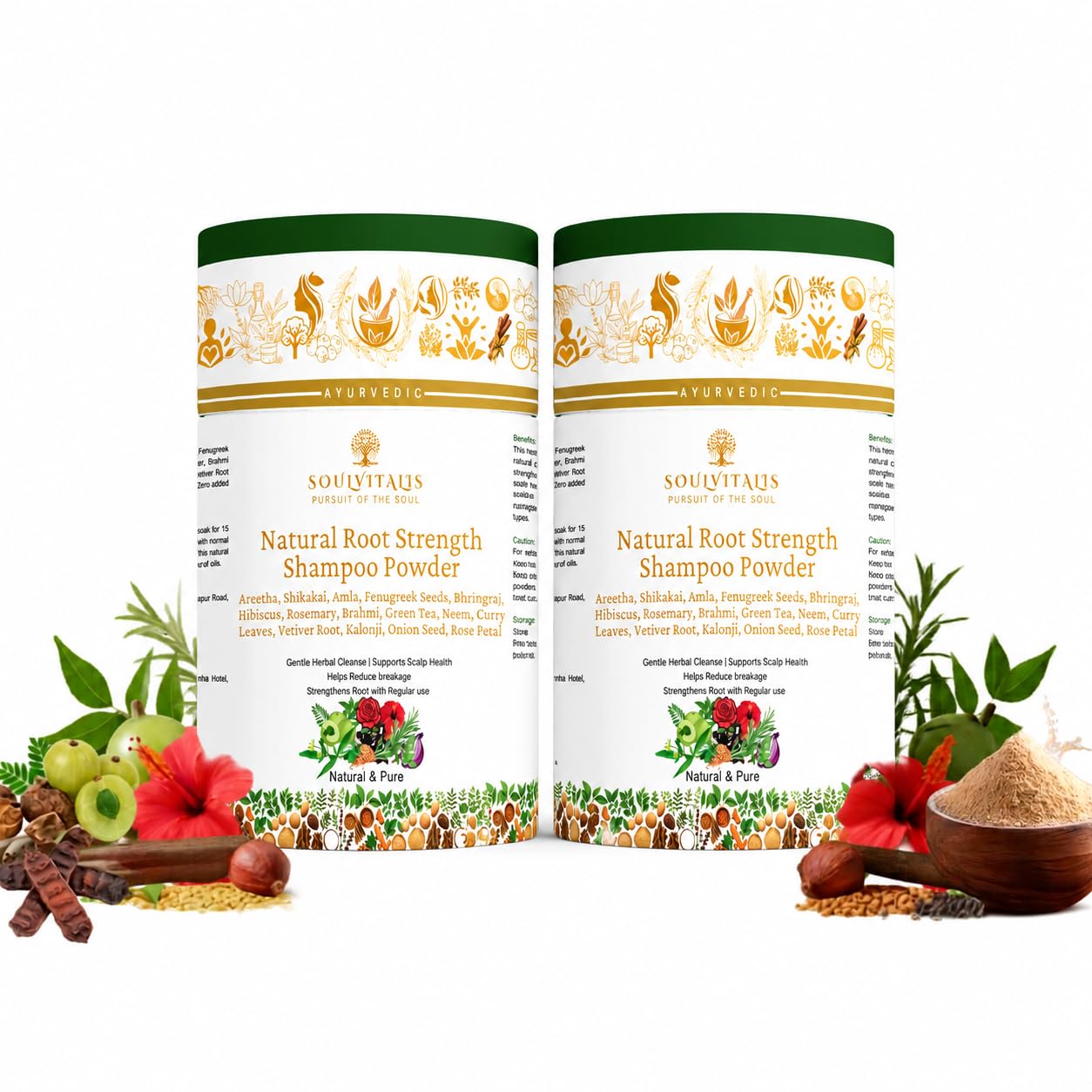 Natural Root Strength Shampoo Powder | Ayurvedic Herbal Hair Cleanser for Hair Fall Control & Stronger Hair Roots | Sulphate & Paraben Free Herbal Shampoo Powder with Rosemary, Brahmi & Hibiscus | For Men & Women (Shampoo (Pack of 2))-image-18