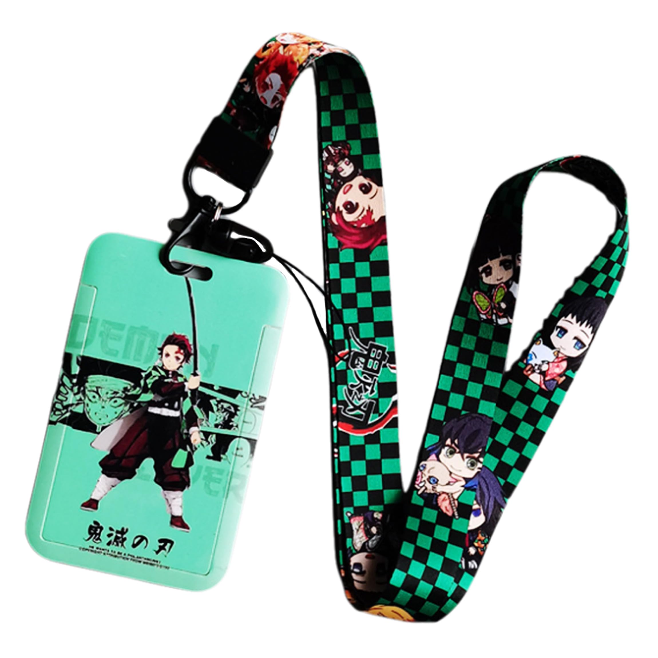 Satdflie Demon Slayer Lanyard with Card Holder Set, Cartoon-Style Card Protector for Office Worker, Slide Cover Design for Convenient Use, Color/8 — image 1