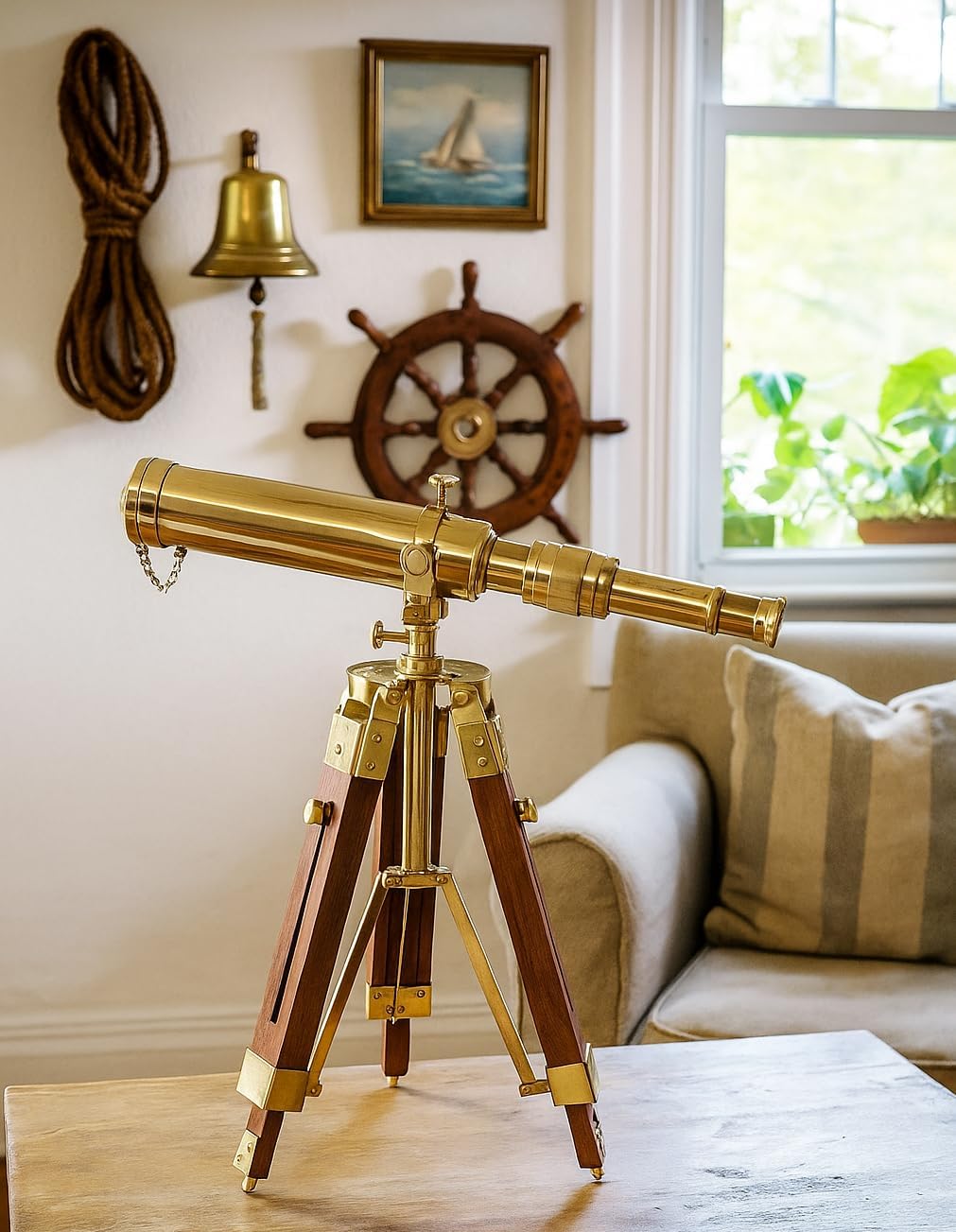 Brass Telescope on Tripod Stand, Vintage Desk Telescopes, Maritime Home Decor Spyglass, Collectible, Wedding, Retirement, Engagement, for Collectors/Men/Women