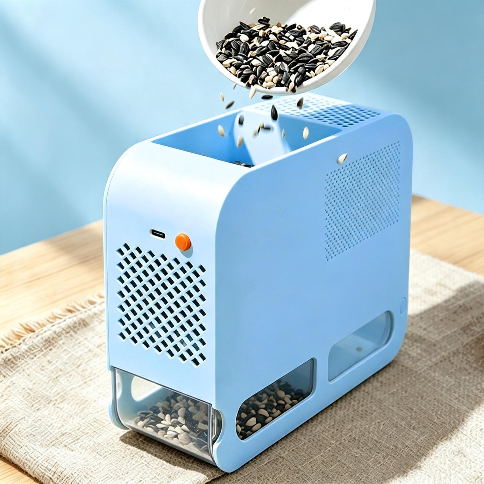 Maszyna do wydmuchiwania muszli dla ptaków Parrot Grain Electric Separator | Wtyczka USB do wydmuchiwania karmy dla ptaków do gospodarstwa szybkie łuskanie ziarno przesiewanie czyszczenie bezpieczne