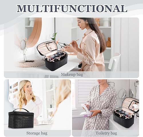 Miniatura 8 de Dajasan Bolsa de maquillaje, bolsa de cosméticos, bolsa de aseo de viaje, bolsa de maquillaje de viaje de gran capacidad para niñas y mujeres con