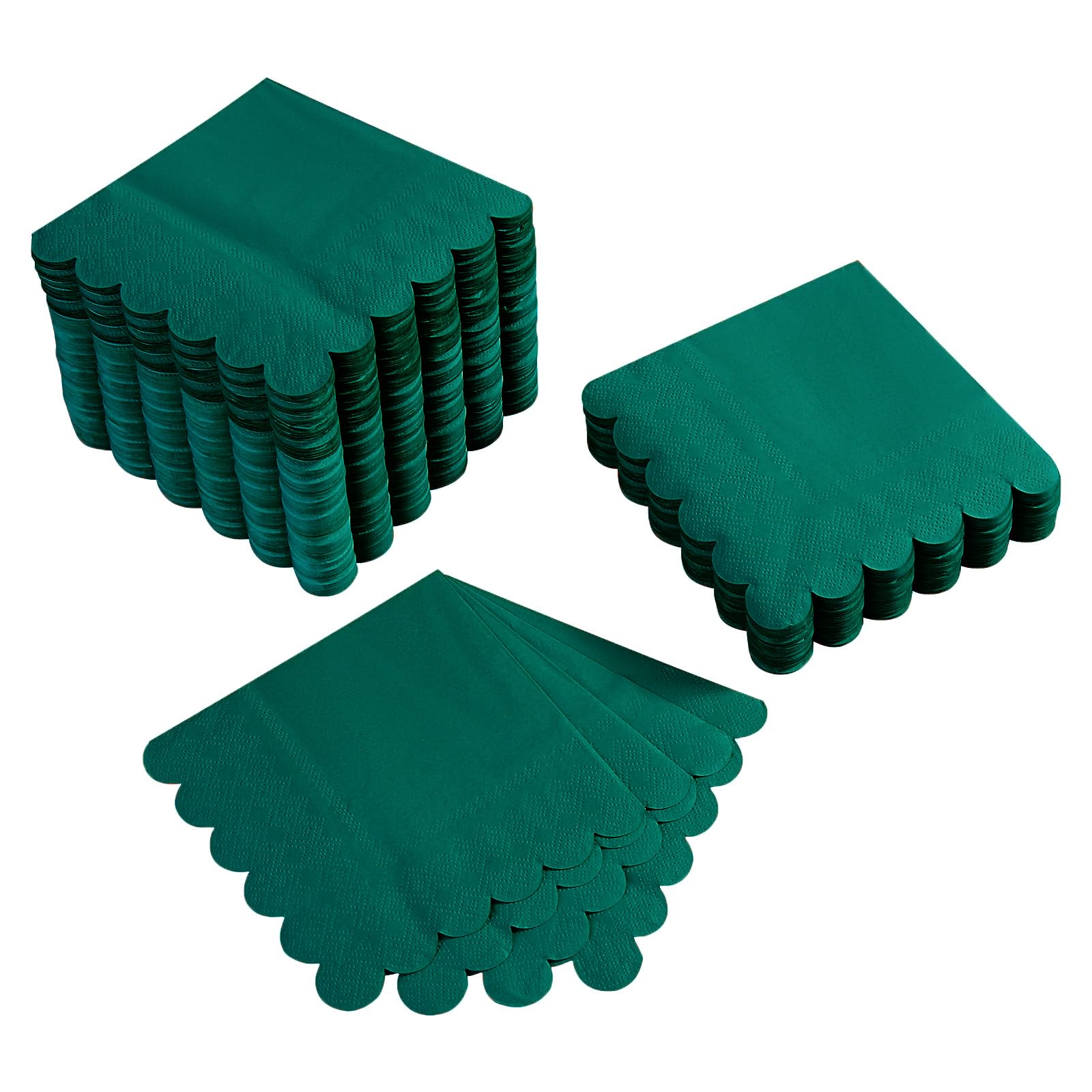 100 Pack Cocktail Napkin 2-Ply Scalloped Edged Dessert Napkins Folded 5 x 5 Inches Disposable Napkins for Dinner Wedding Birthday Party Bridal