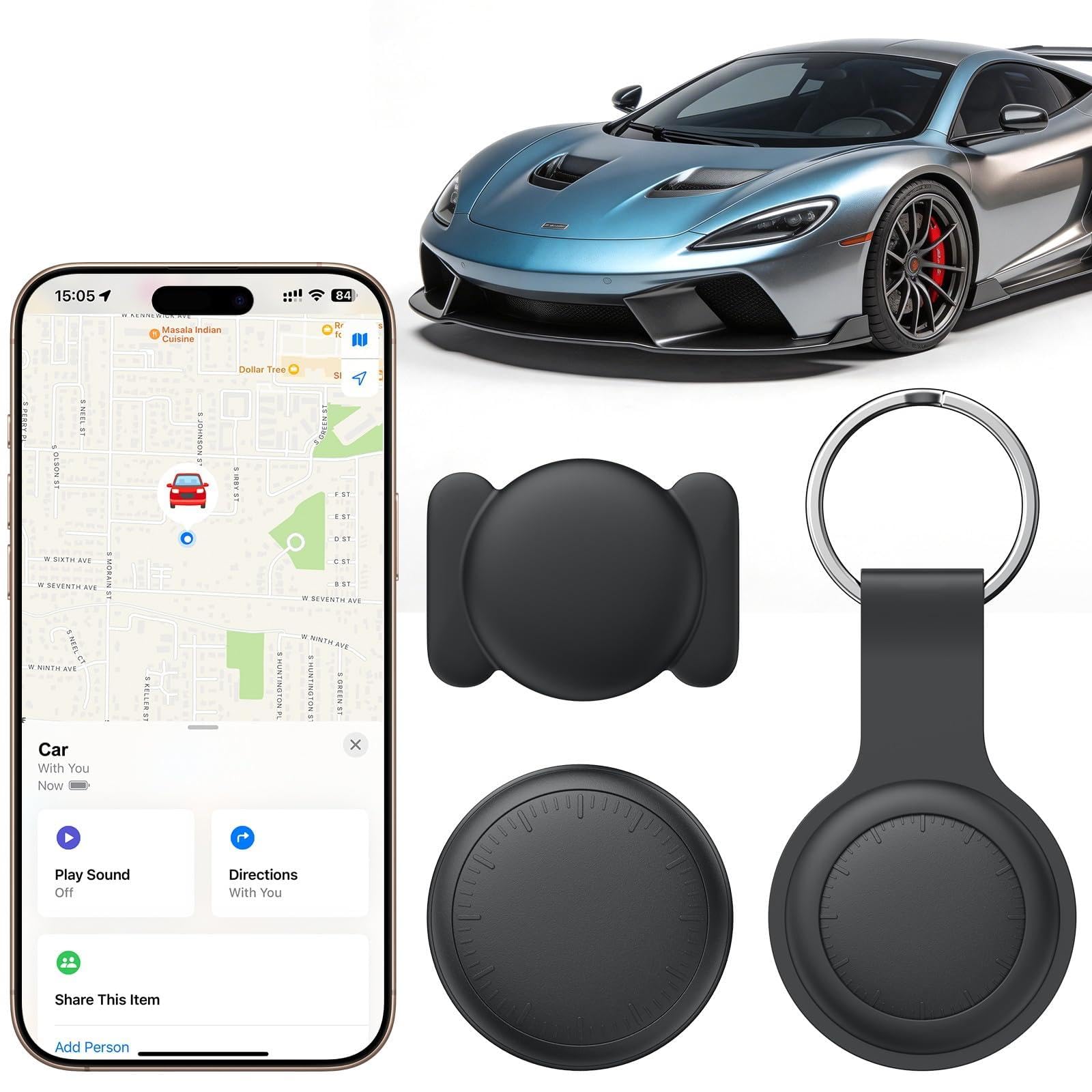 Traqueur GPS pour véhicules compatibles avec iOS et Android, sans abonnement, localisateur magnétique caché de voiture, traqueur GPS de voiture sans frais mensuels, couverture mondiale du suivi de