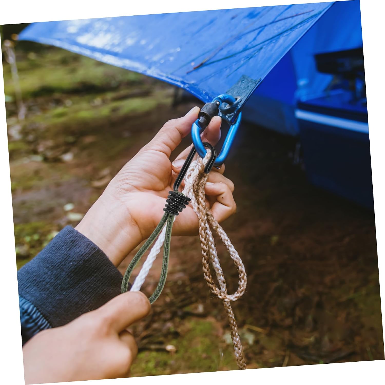 UPKOCH 4pcs Elastic Bungee Cord Hooks for Tent Fixing Sturdy Outdoor Camping Tarp Fasteners Heavy Duty Rope Buckle with Hook for Canopy and Gear