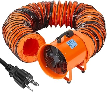12 Inches Utility Blower Exhaust Fan with 32.8 FT Duct,Portable Exhaust and Ventilator Fan, 3500 r/min & 3500 CFM, High Velocity Low Noise Extraction and Ventilation Fan
