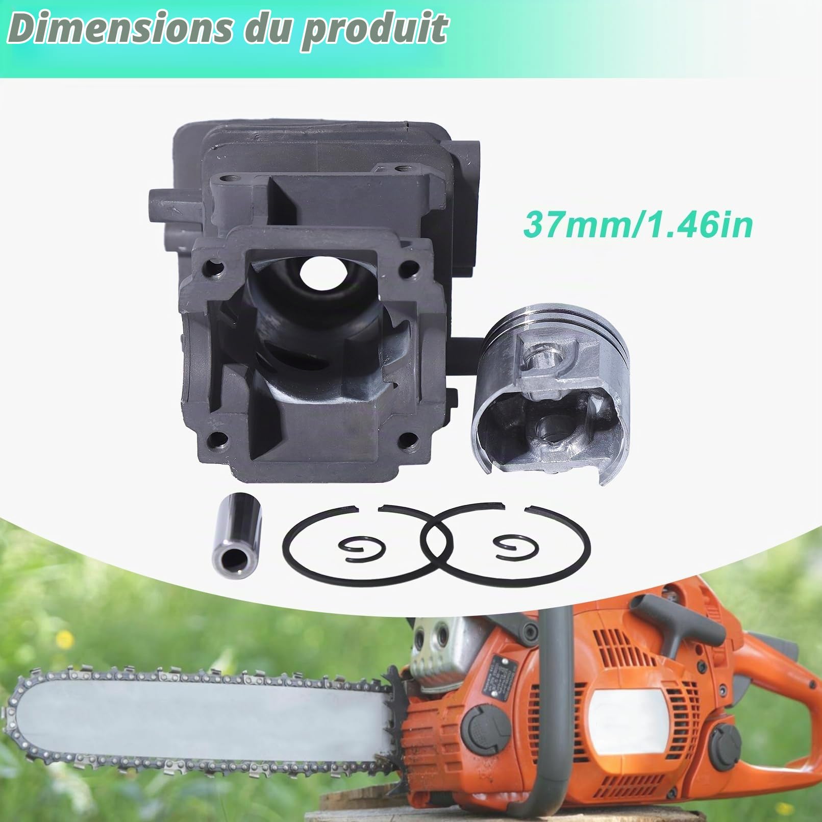 Adefol 37MM Cylindre Piston Kit pour Stihl MS192 MS192T MS192TC MS192TC-E MS192T-Z MS192TC-E Tronçonneuse avec Bougie d'allumage Remplacer pour 1137 020 1203 1137 020 1201
