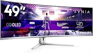Philips Evnia 49M2C8900-49 inch OLED DQHD Curved Gaming Monitor, 240 Hertz, 0.03ms GtG, HDR400, Ambiglow (5120×1440, HDMI …