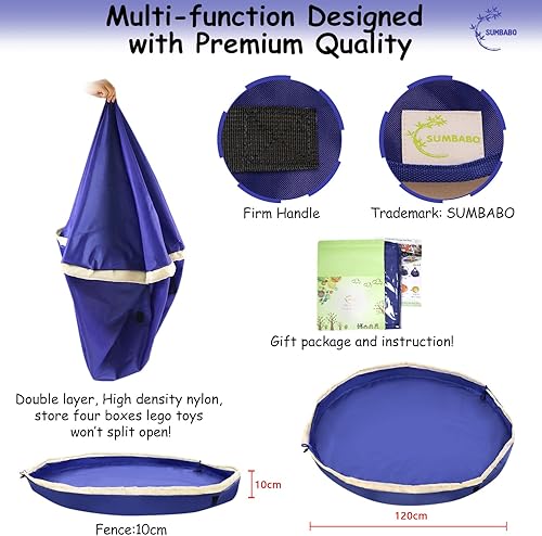 Miniatura 7 de Bolsa de almacenamiento de juguetes con cordón para Lego  Bolsa de tapete de juego, contenedor de almacenamiento de juguetes para niños con tapa