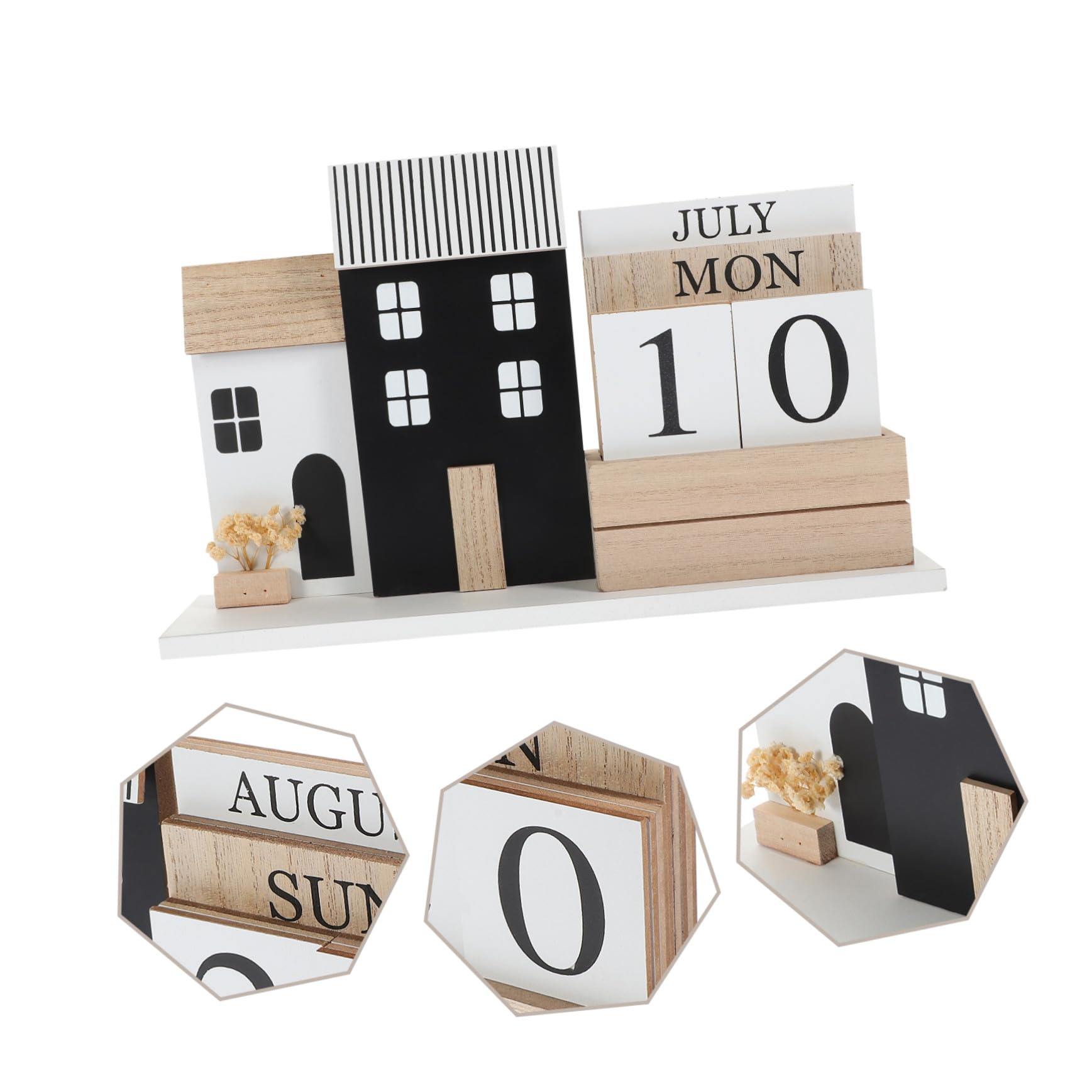 Calendario in Legno per Scrivania Planner Settimanale e Mensile Compatto Display Riutilizzabile di Data e Mese Decorazione Ufficio e Casa Dimensioni