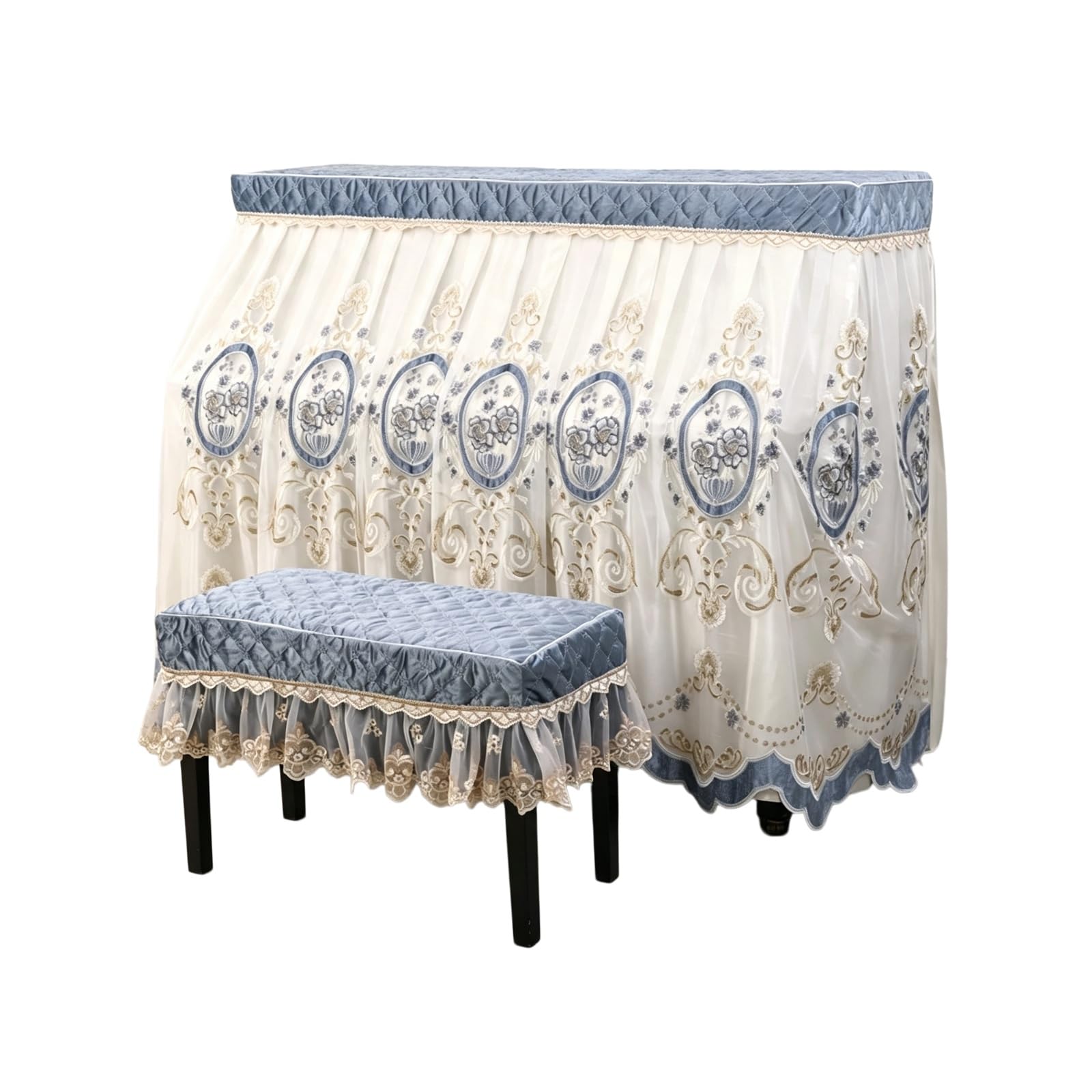 Copertura for pianoforte verticale, copertura antipolvere universale for pianoforte, tutto compreso, semi-aperta(Piano Cover+Double Bench Cover)