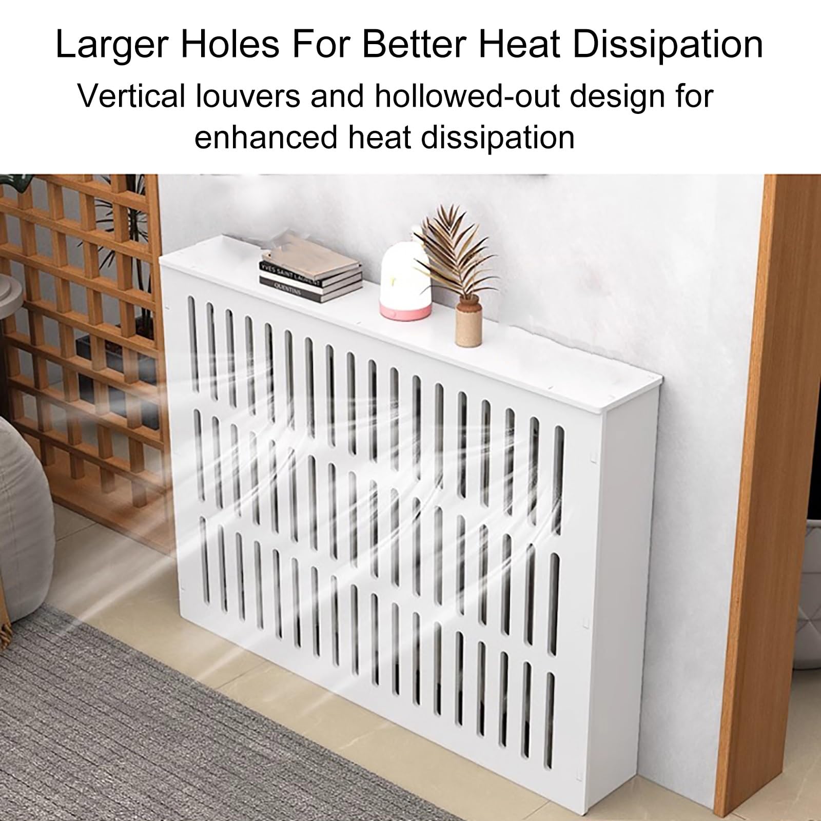 Heizkörperabdeckung für Zuhause, 4-seitiges Heizkörperverkleidung, Heizkörper Verkleidung für Verstecken Überfüllter Rohre, Holz, Abschirmendes Aufbewahrungsdesign(80x80x15cm/31x31x6in)