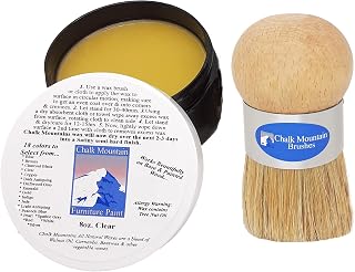 Ergonomic Designed Palm Brush & 8oz All Natural Slow Drying Chalk Furniture Finishing Wax - Clear -2 Pack