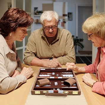 Backgammon Set 2 Players Classic Backgammon Sets for Adults Board Game with Premium PU Leather Case Portable and Travel Backgammon Set (Retro Brown, 11inch)