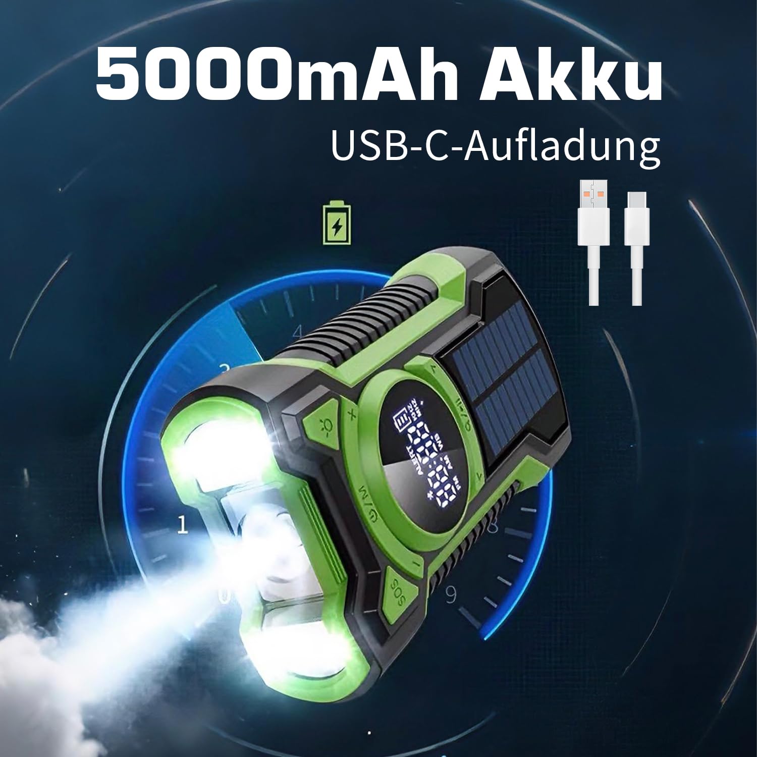 Kurbelradio Solar Radio FM AM, RadioBatteriebetrieben 5000mAh mit Bluetooth & ATS, Wasserdichtes Notfallradio mit LED-Taschenlampe, SOS-Alarm für Stromausfall und Outdoor