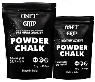 OSFT Magnesium Carbonate Powder Gym Chalk for Weightlifting Cross Fitness Training Gymnastics Rock Climbing Deadlifting Workout Bouldering Billiards Pole Dancing (Combo Pack (450 + 300) gm)