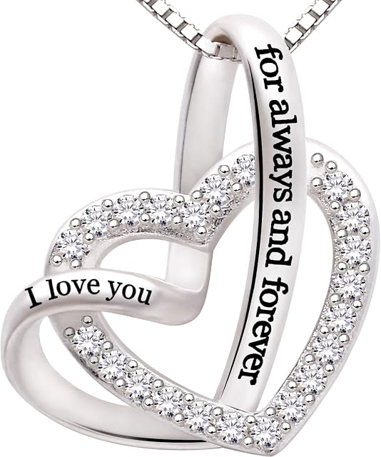 ALOV Jewelry Sterling Silver"I love you for always and forever" Love Heart Necklace