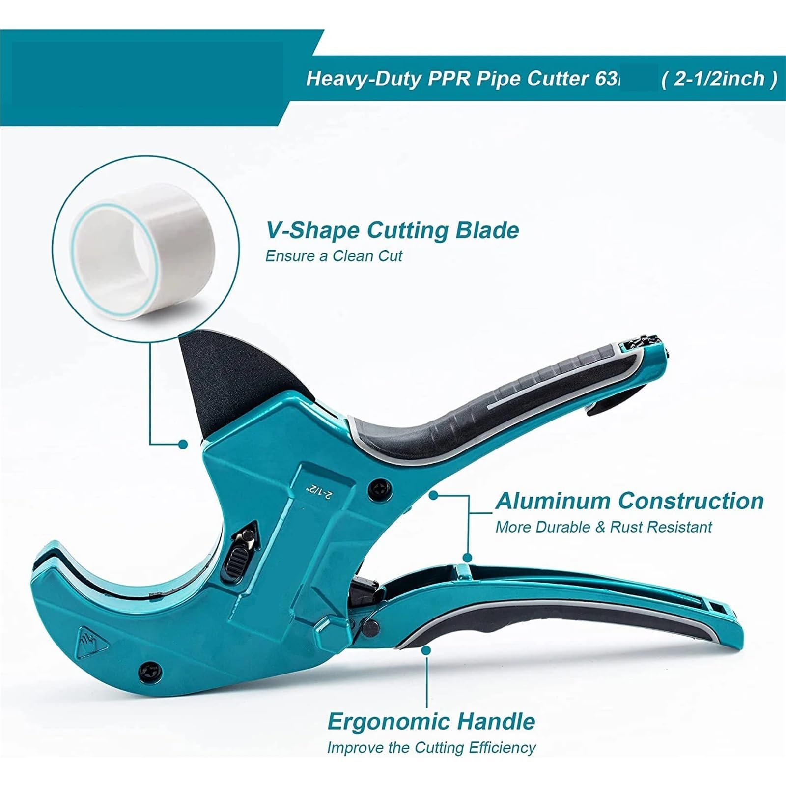 Cortador de tubos y PVC con trinquete, herramienta corte rápido una sola mano cuchilla repuesto for cortar 63,0 mm Para Cortar